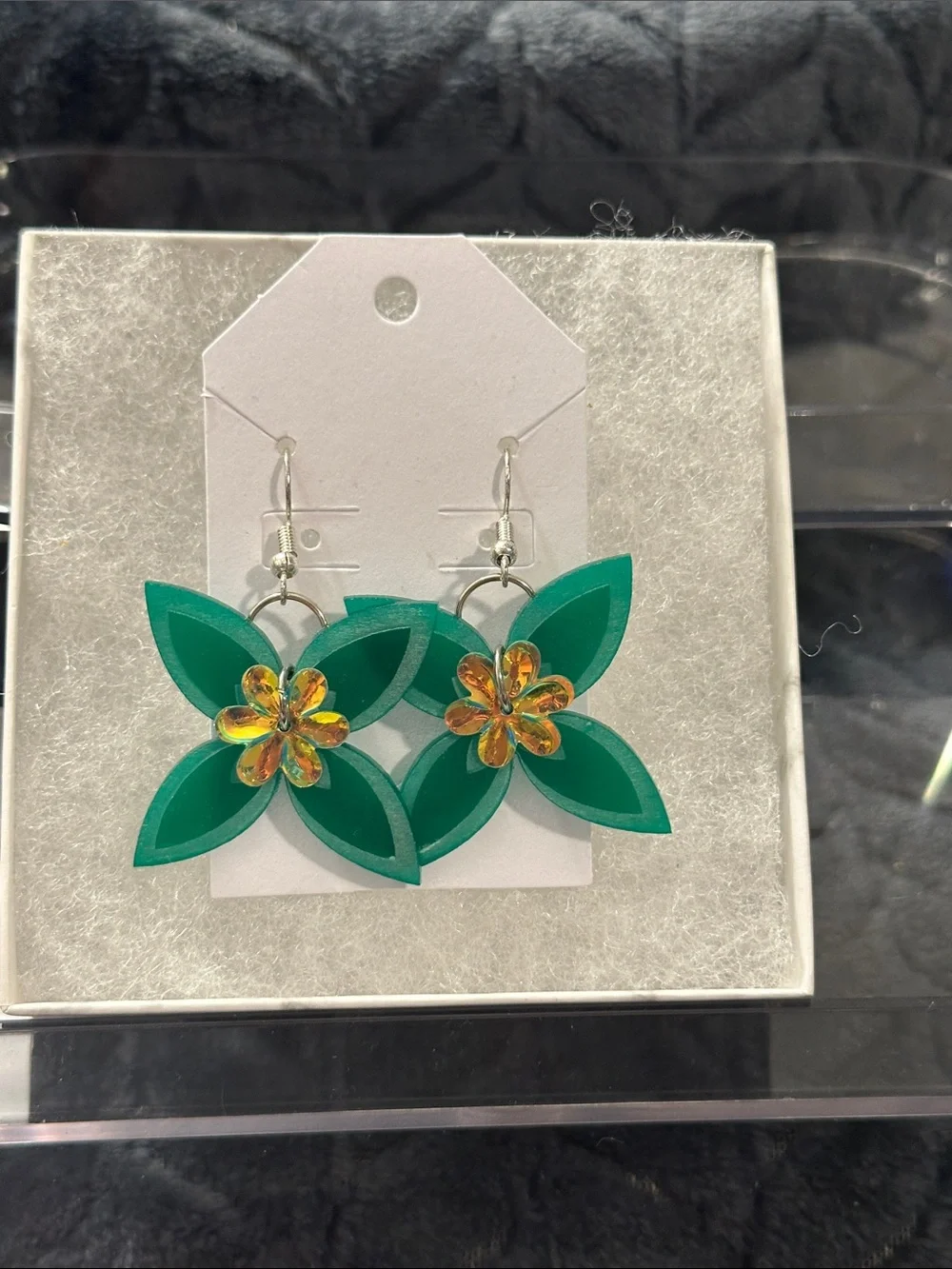 Handmade Green Floral Drop Earrings - Brand